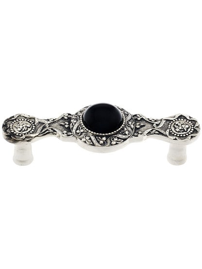 Victorian Jewel / Onyx Pull In Brite Nickel.